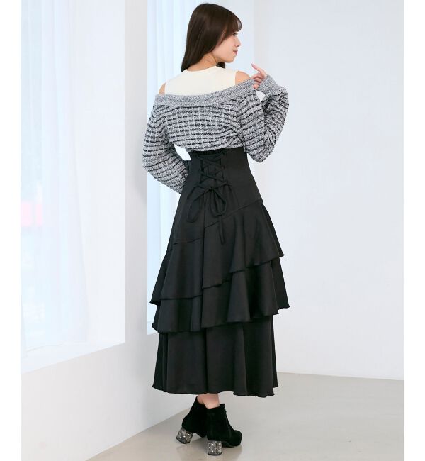  「ツイードニットドッキングワンピース」|ワンピース|