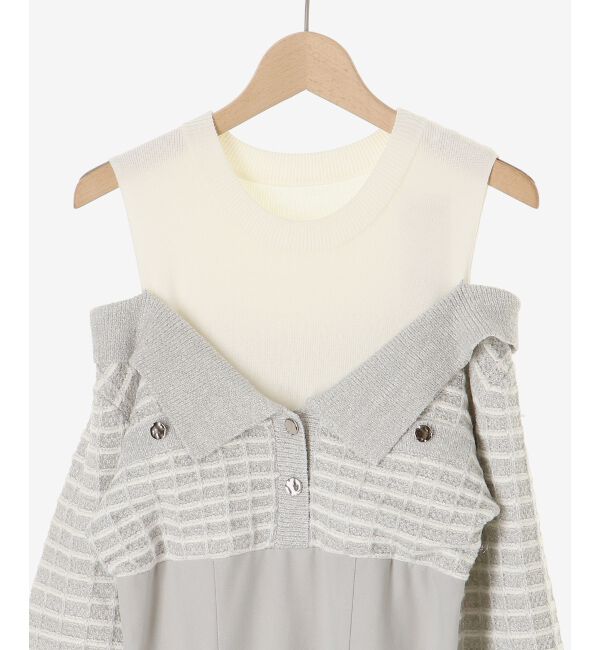  「ツイードニットドッキングワンピース」|ワンピース|