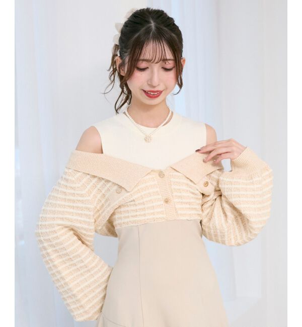  「ツイードニットドッキングワンピース」|ワンピース|