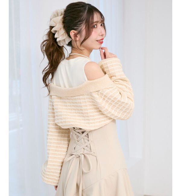  「ツイードニットドッキングワンピース」|ワンピース|