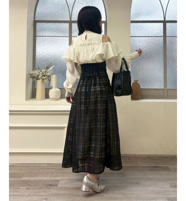  「ウエストきゅっとフリルワンピース」|ワンピース|