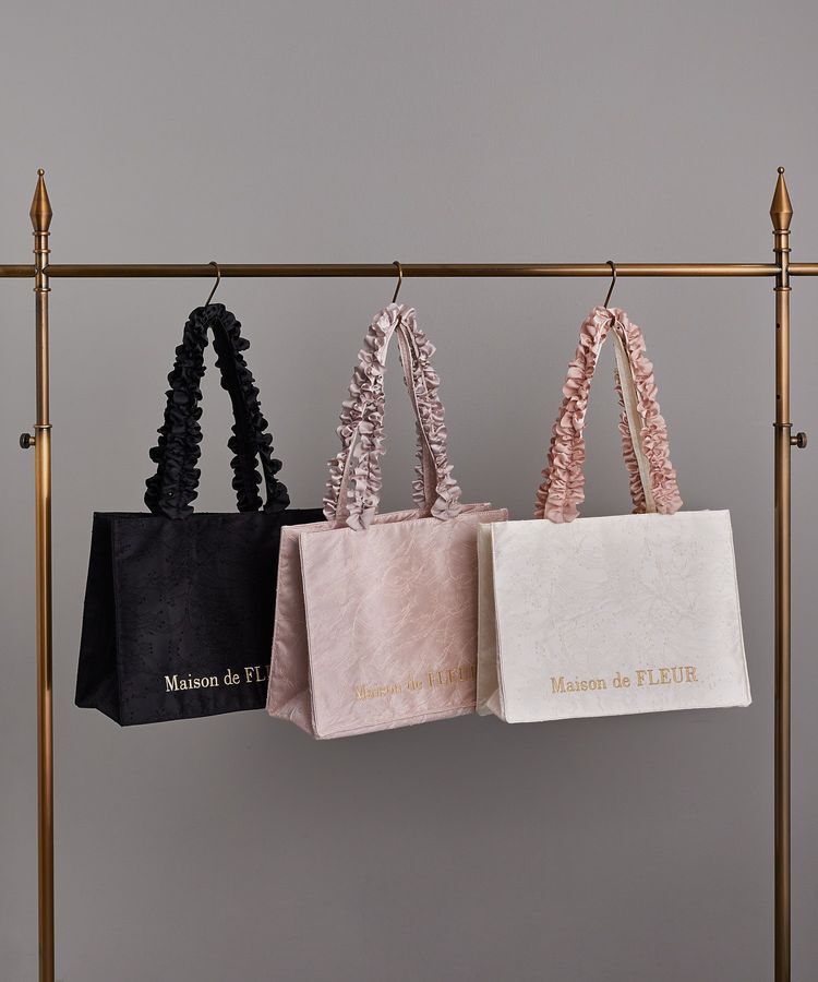 Maison de FLEUR「レースフリルハンドルスクエアトートMバッグ」|トートバッグ|
