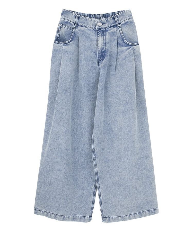 Green Parks「デニムタックワイドパンツ」|デニム|