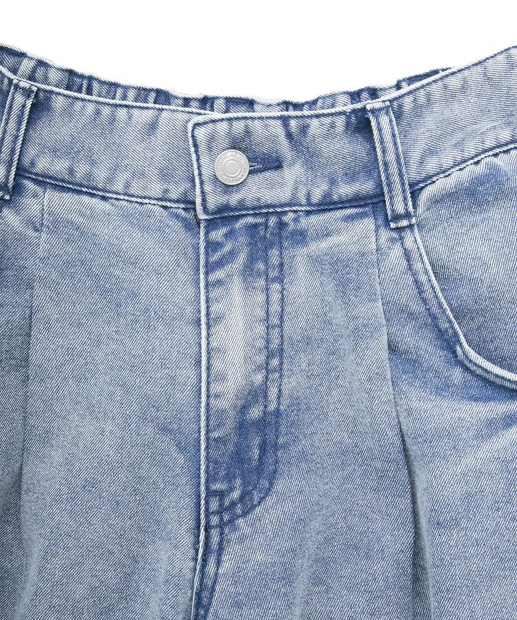 Green Parks「デニムタックワイドパンツ」|デニム|