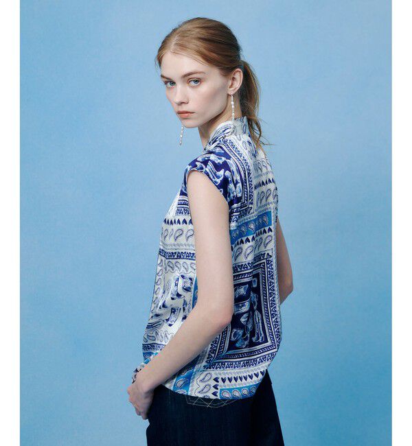 LOULOU WILLOUGHBY「WEB 一部店舗限定【LOULOU WILLOUGHBY】ウエスタンスカーフプリントリボンブラウス」|シャツ・ブラウス|