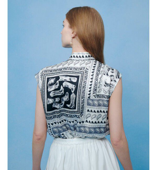 LOULOU WILLOUGHBY「WEB 一部店舗限定【LOULOU WILLOUGHBY】ウエスタンスカーフプリントリボンブラウス」|シャツ・ブラウス|