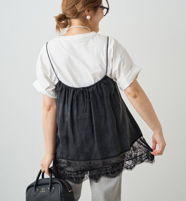  「【＠noricorico102考案】サテン&times;レース レイヤードキャミソール」|キャミソール|