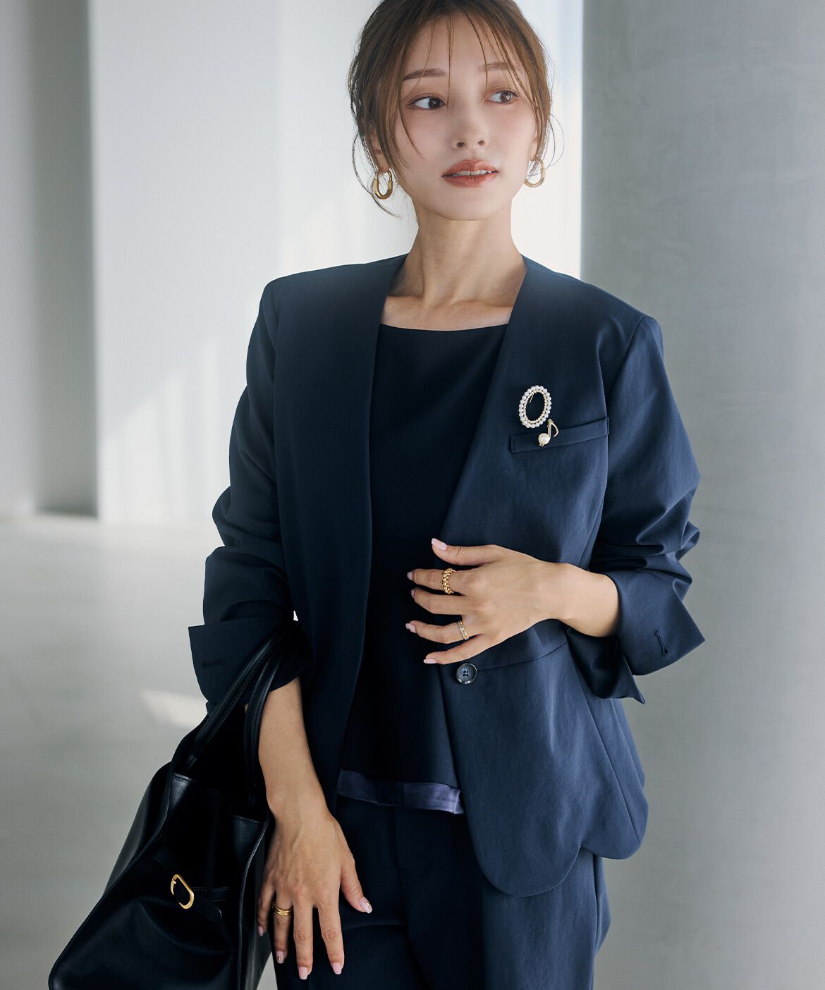 Maglie le cassetto「《M Maglie le cassetto&times;吉田理紗》オーバルパールブローチ」|ブローチ・コサージュ|