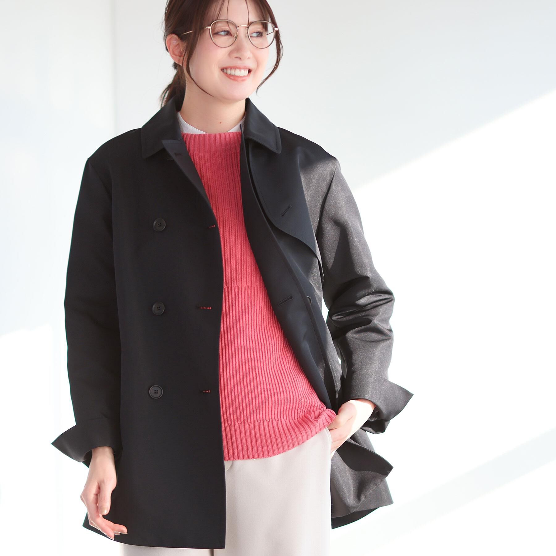 Reflect「【オン・オフ着回しやすい◎】ダブルブレストジャケット」|ステンカラーコート|