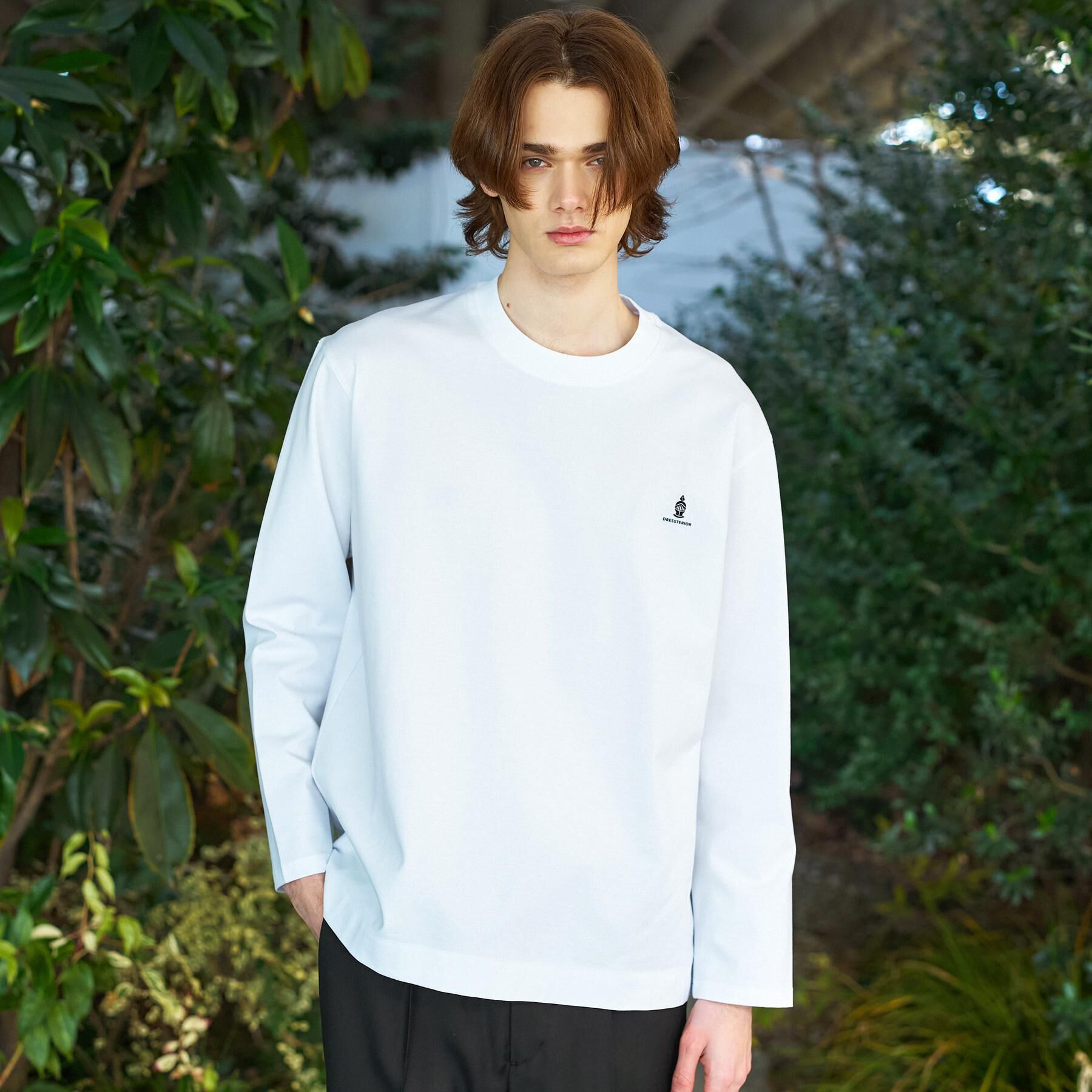 DRESSTERIOR「【接触冷感/UVカット/抗菌防臭/しわ防止】クールデオドラント ロングTシャツ」|Tシャツ・カットソー|ホワイト(001)