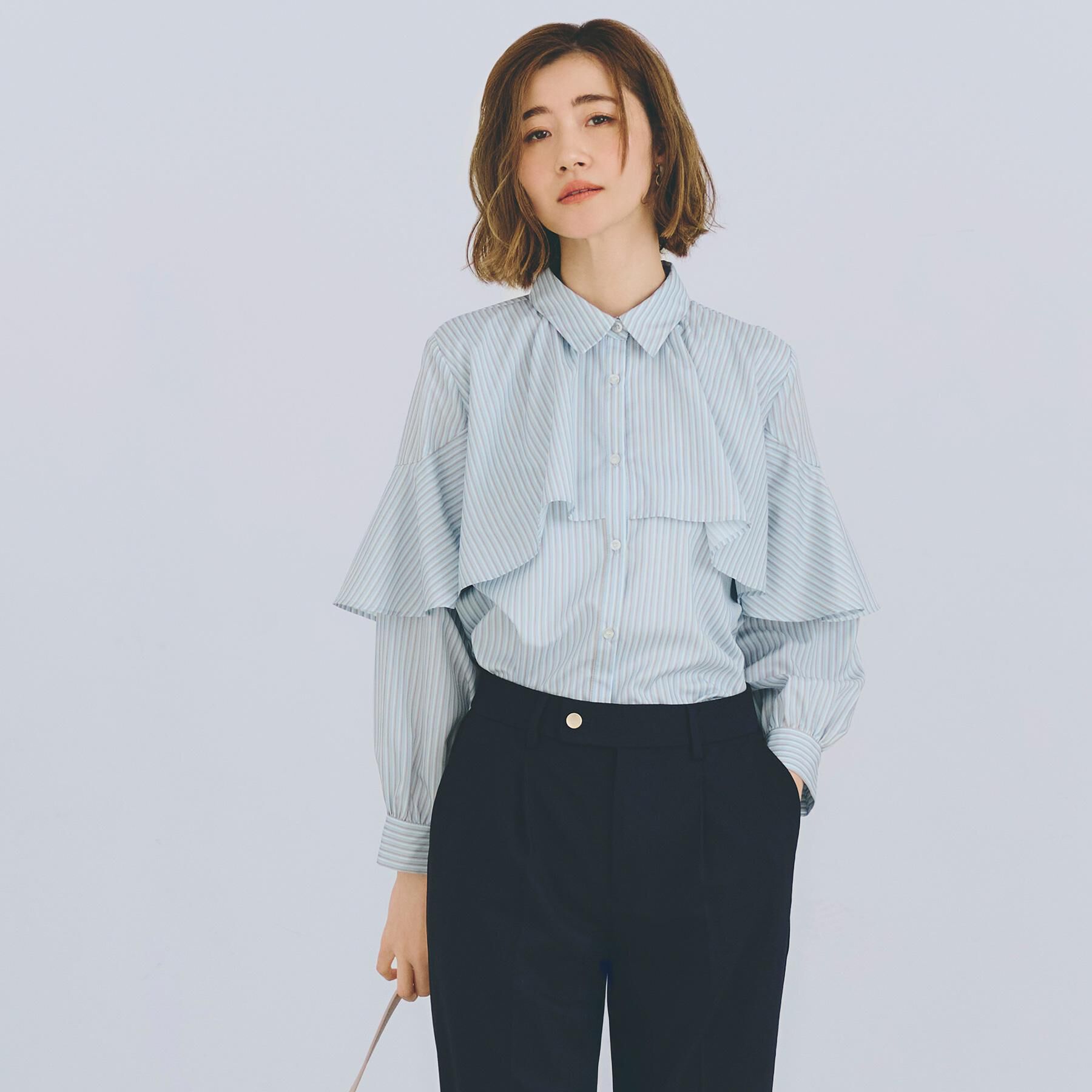 grove「ケープフリルシャツブラウス」|シャツ・ブラウス|ブルー(391)