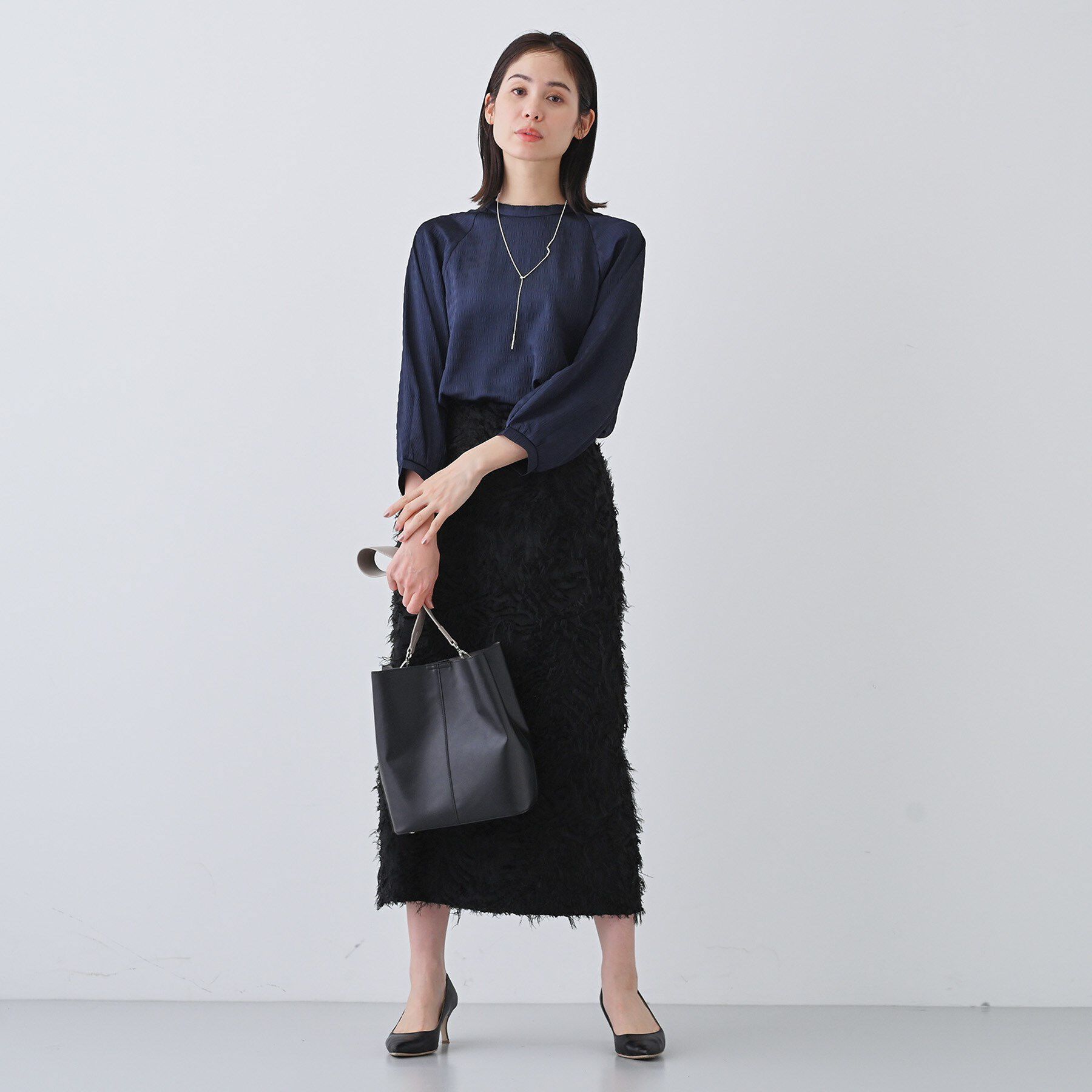 INDIVI「【洗える】シャーリング風ラグランスリーブブラウス」|シャツ・ブラウス|