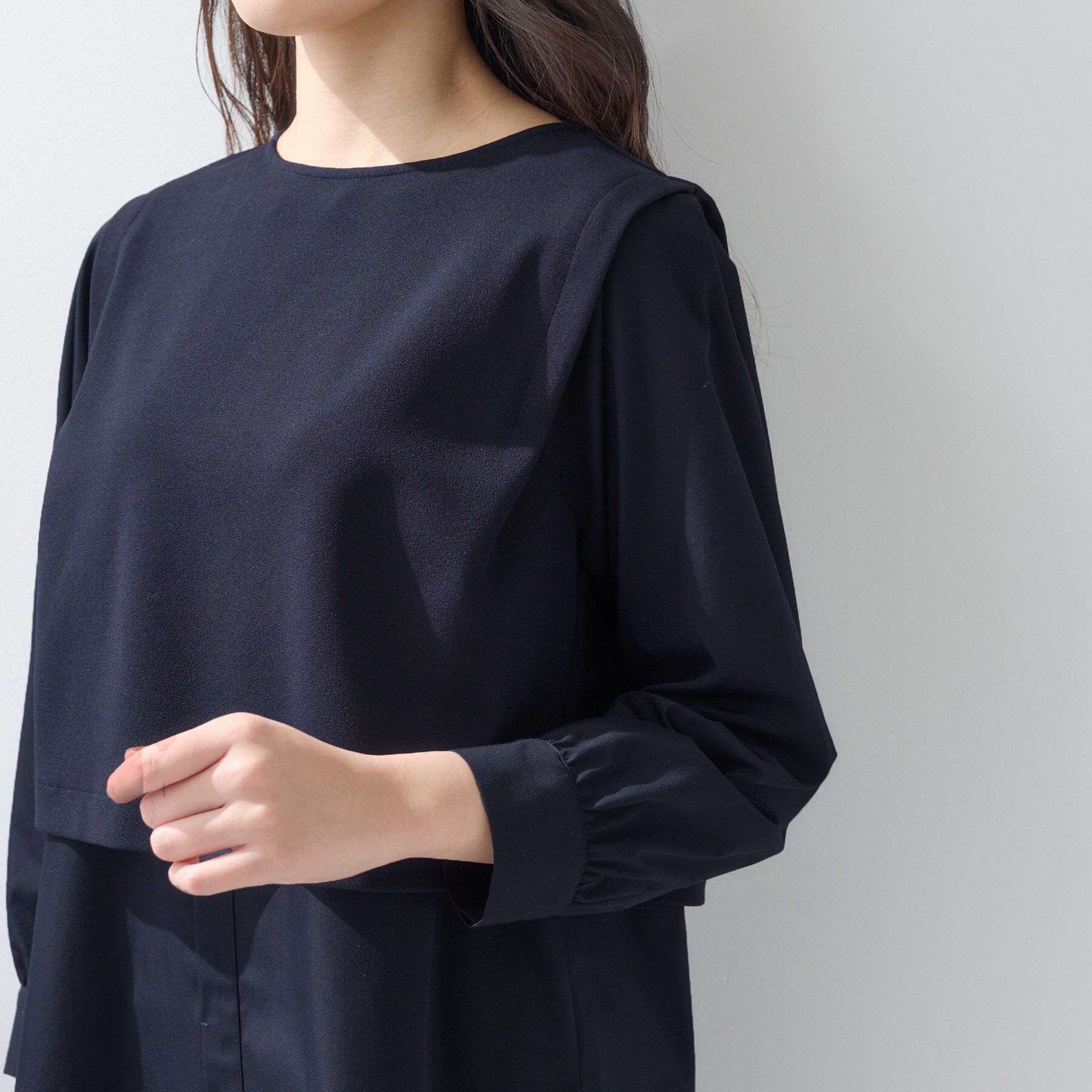 INDIVI「【洗える／UVケア】レイヤード風デザイントップス」|Tシャツ・カットソー|