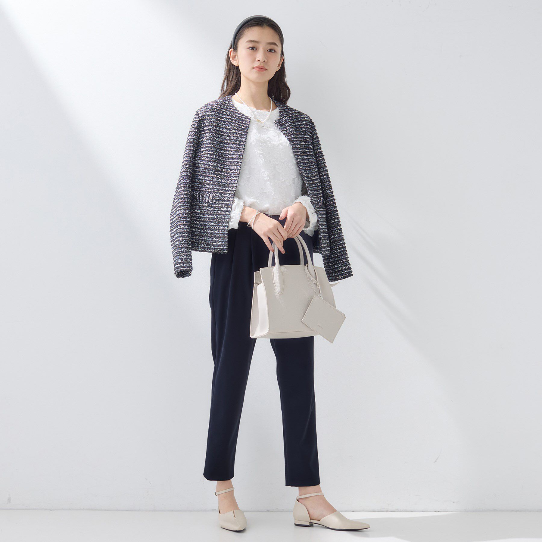 INDIVI「【褒められパンツ／高ストレッチ】タックテーパードパンツ」|その他|