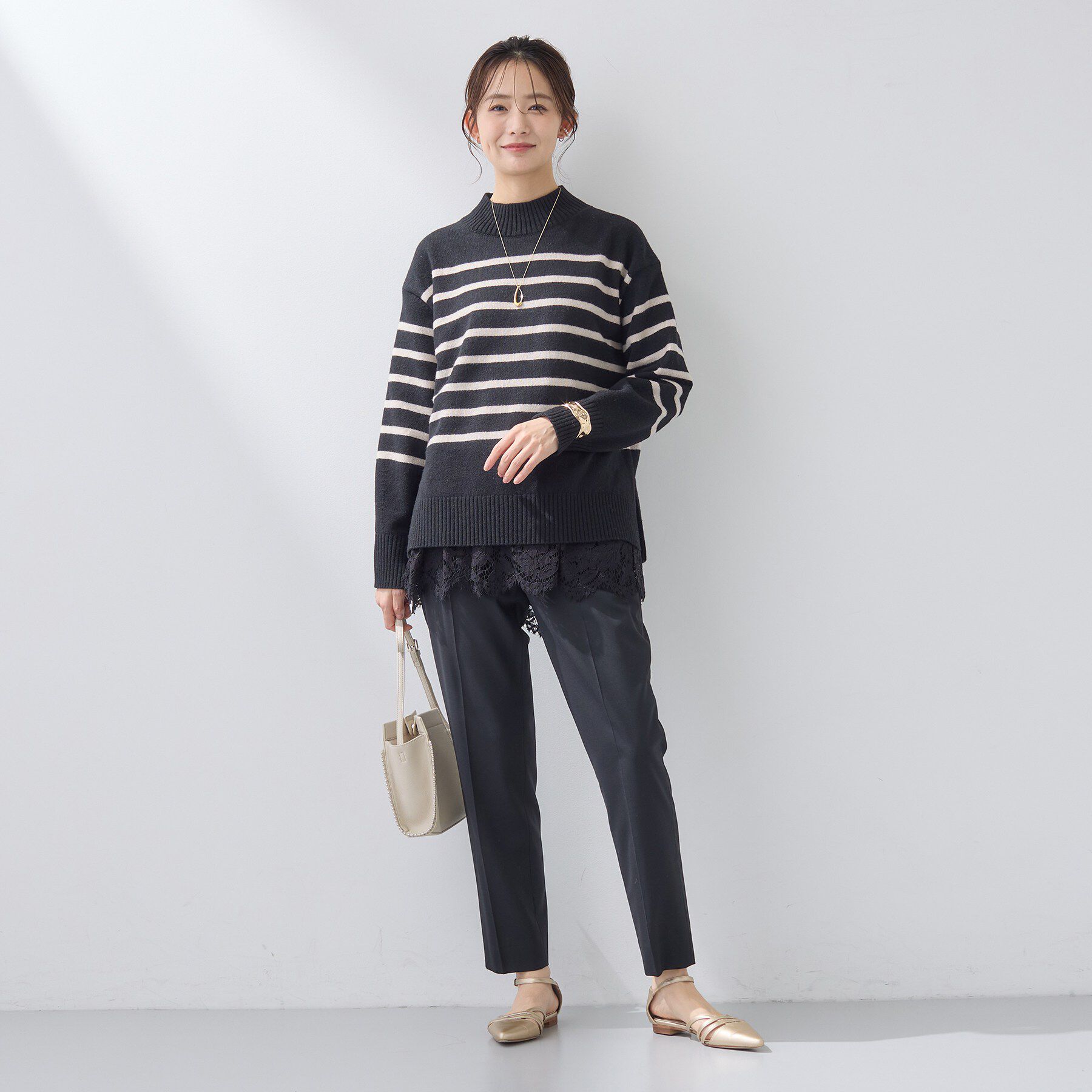 INDIVI「【カシミヤ混】ミドルゲージ ハイネックニット」|ニット・セーター|