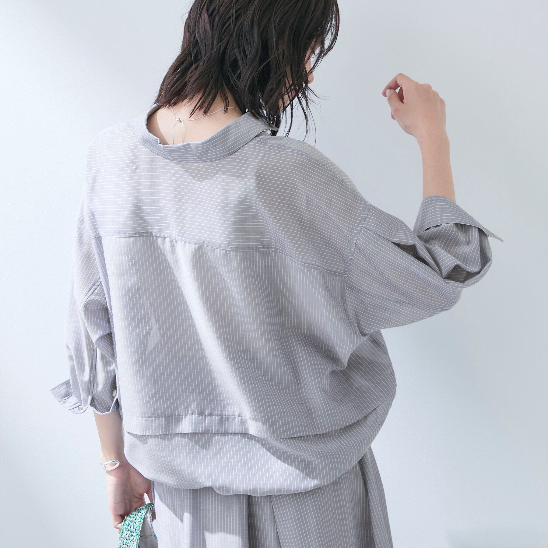 INDIVI「【洗える／2WAY】ドロスト付 シアーシャンブレーシャツ」|シャツ・ブラウス|