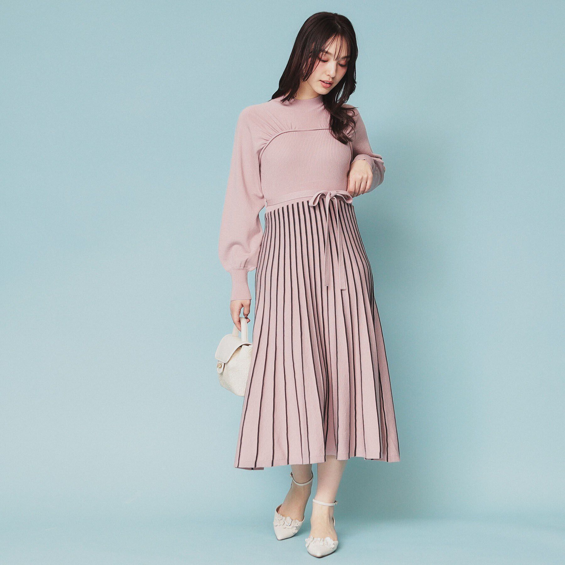 index「ビスチェライクバイカラーニットワンピース【洗濯機洗い可】」|ワンピース|