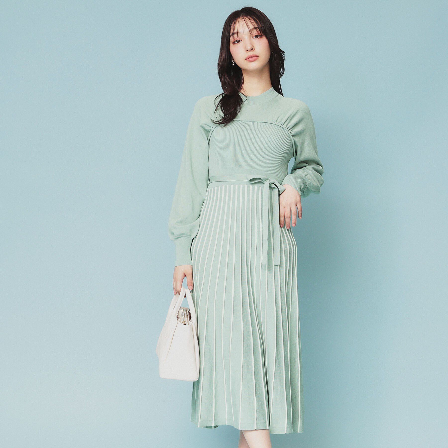 index「ビスチェライクバイカラーニットワンピース【洗濯機洗い可】」|ワンピース|