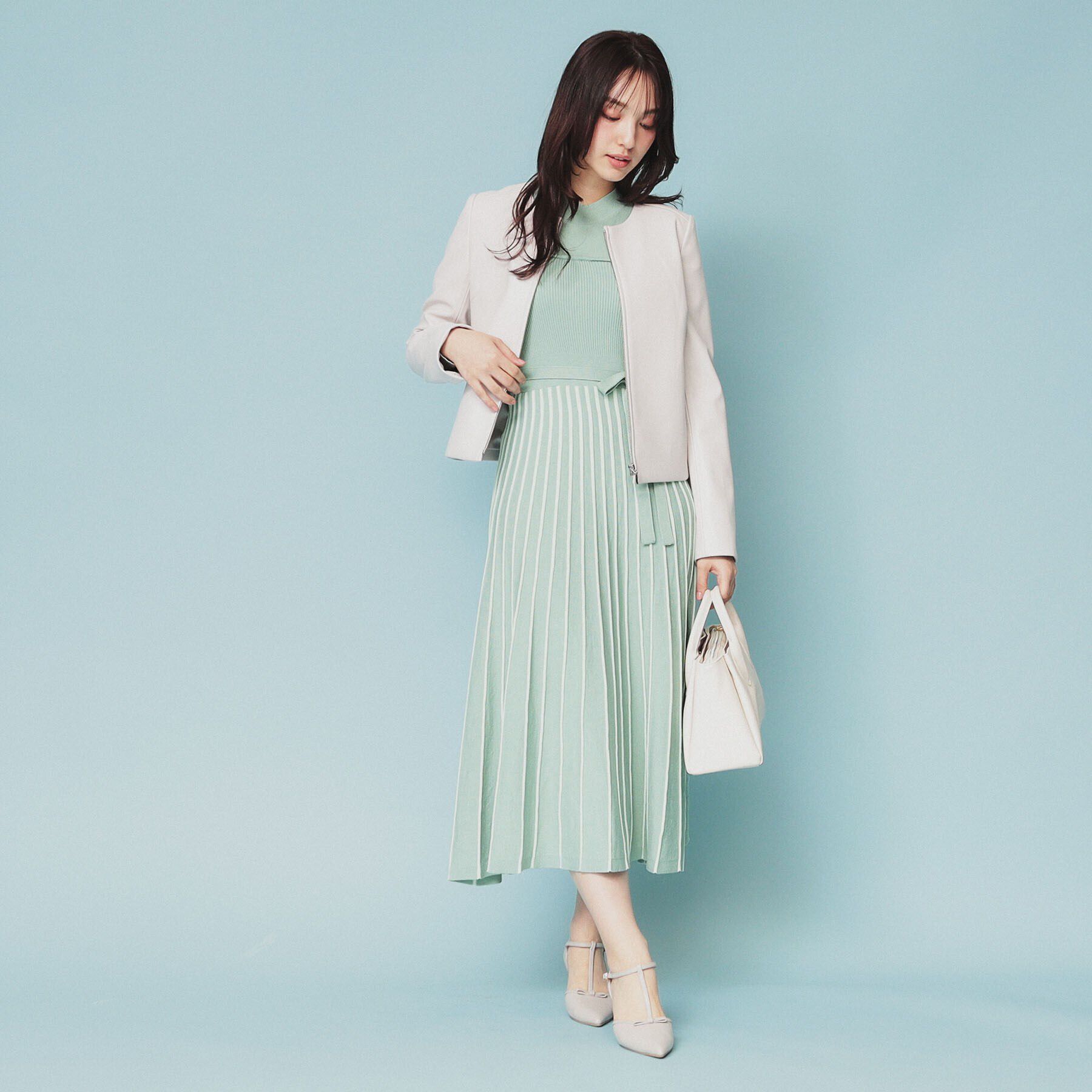 index「ビスチェライクバイカラーニットワンピース【洗濯機洗い可】」|ワンピース|