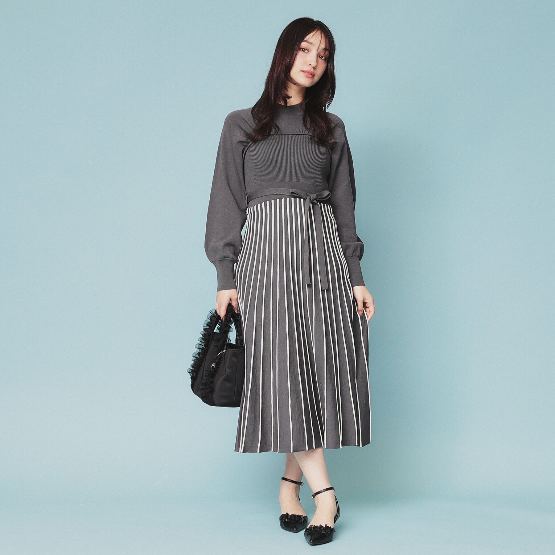 index「ビスチェライクバイカラーニットワンピース【洗濯機洗い可】」|ワンピース|