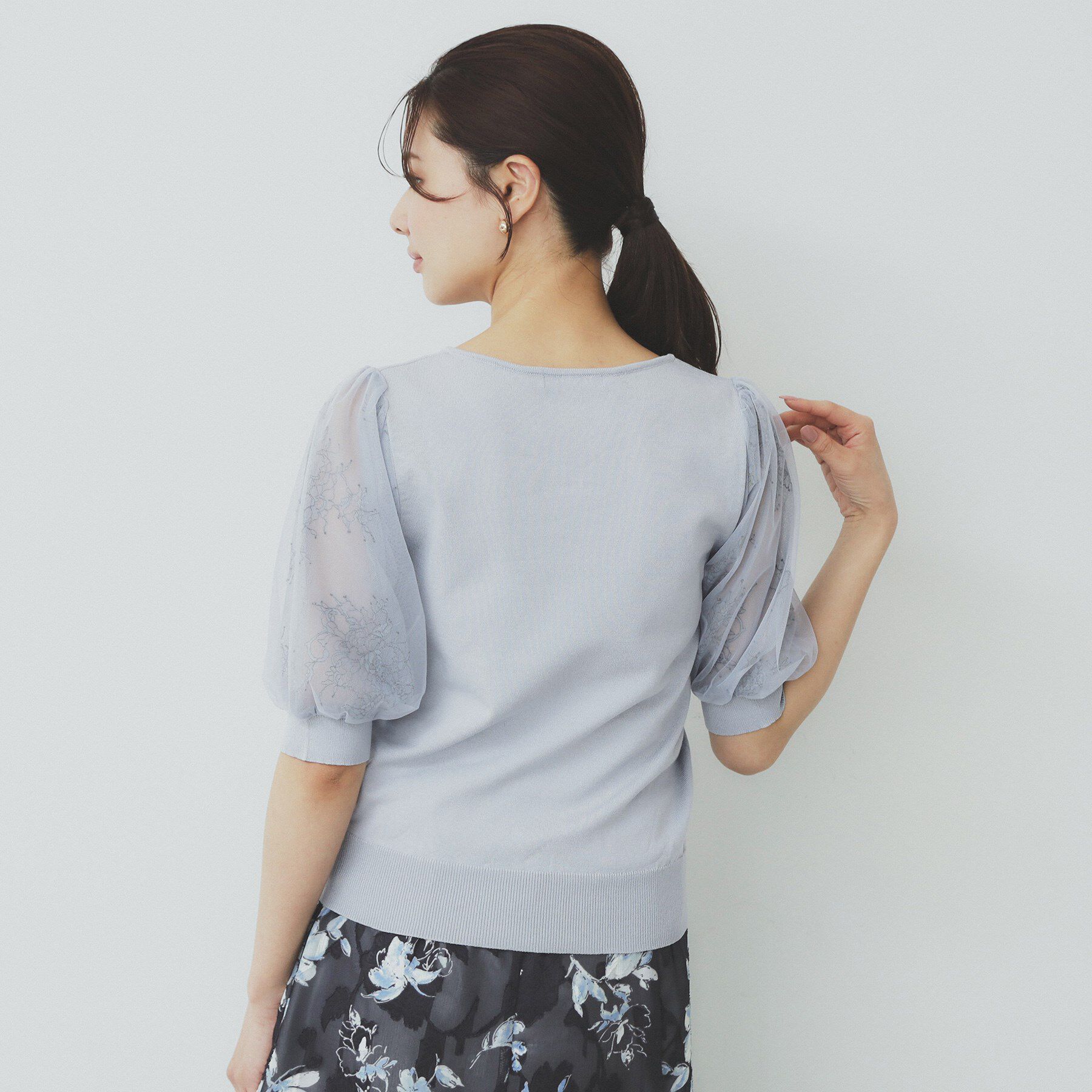 index「チュールレーススリーブニット【洗濯機洗い可】」|ニット・セーター|