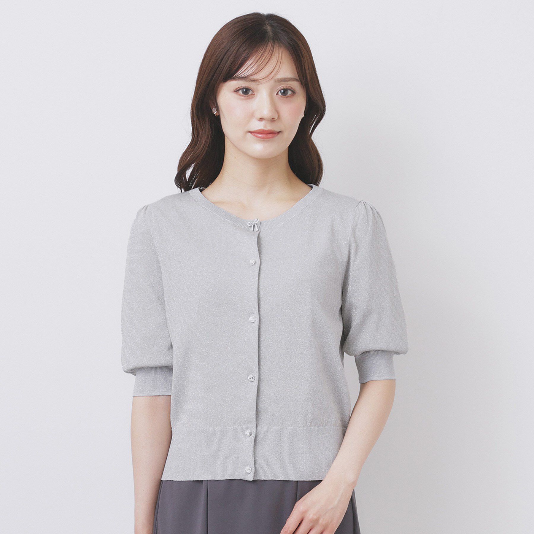 index「クルーネック半袖カーディガン【洗濯機洗い可/抗ピル/UVケア】」|カーディガン|