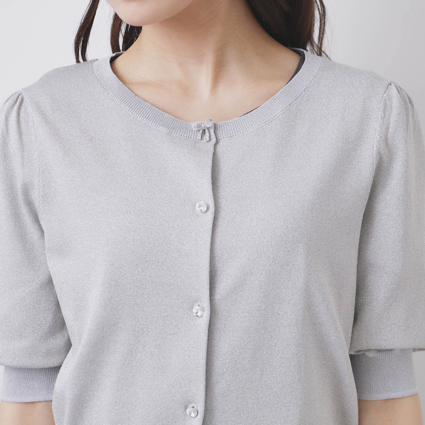 index「クルーネック半袖カーディガン【洗濯機洗い可/抗ピル/UVケア】」|カーディガン|