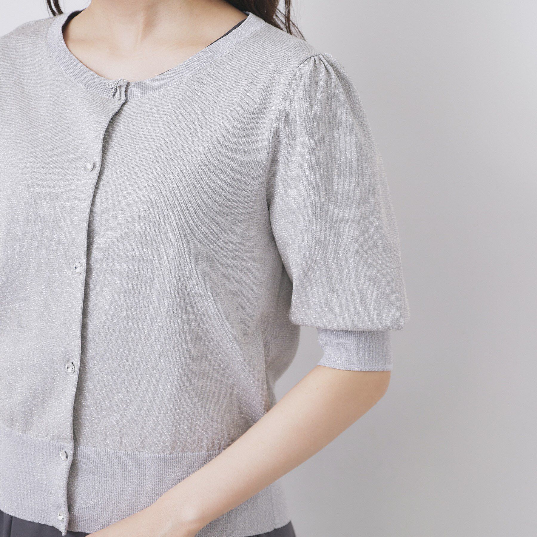 index「クルーネック半袖カーディガン【洗濯機洗い可/抗ピル/UVケア】」|カーディガン|