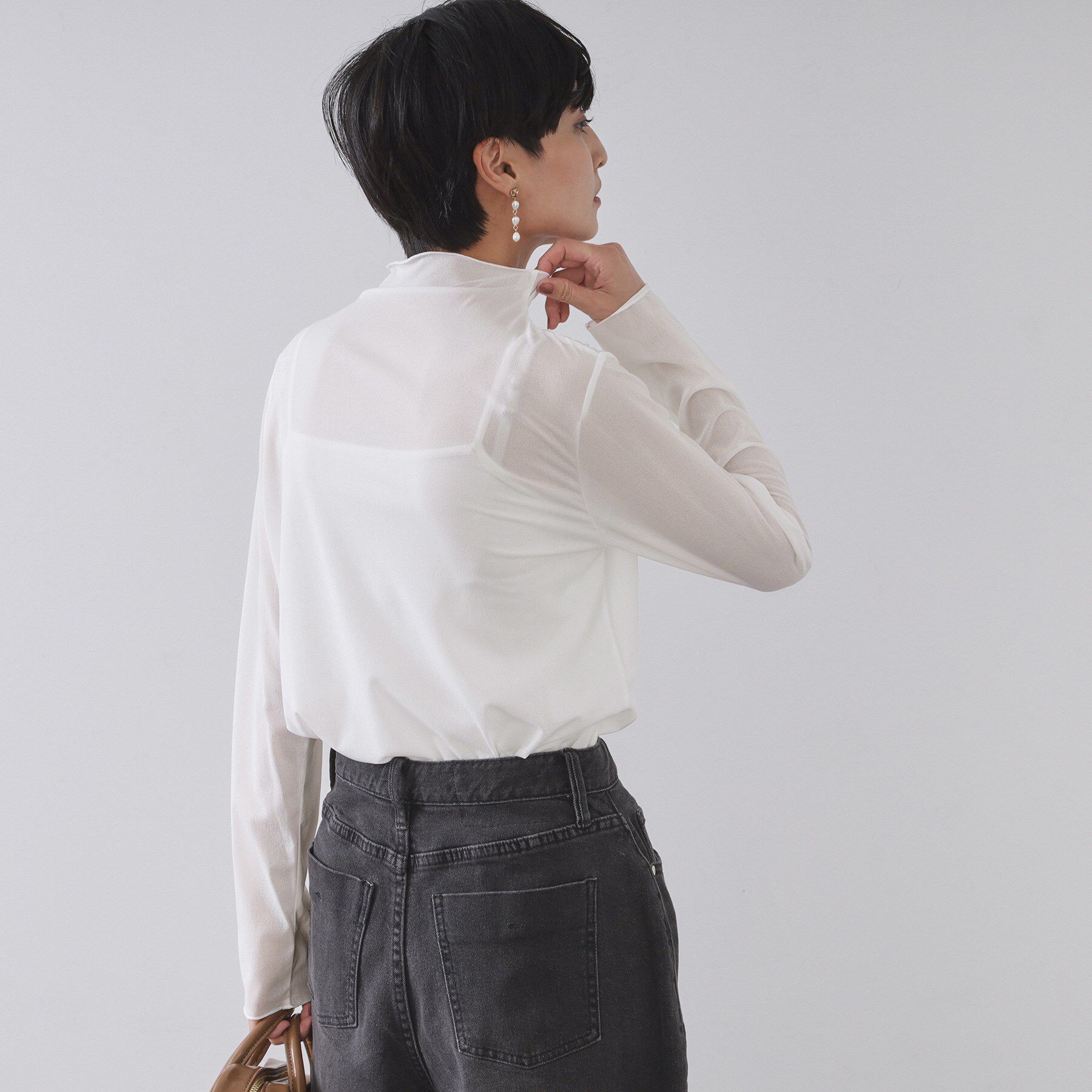 OPAQUE.CLIP「シアーハイネックトップス【洗濯機OK】」|Tシャツ・カットソー|