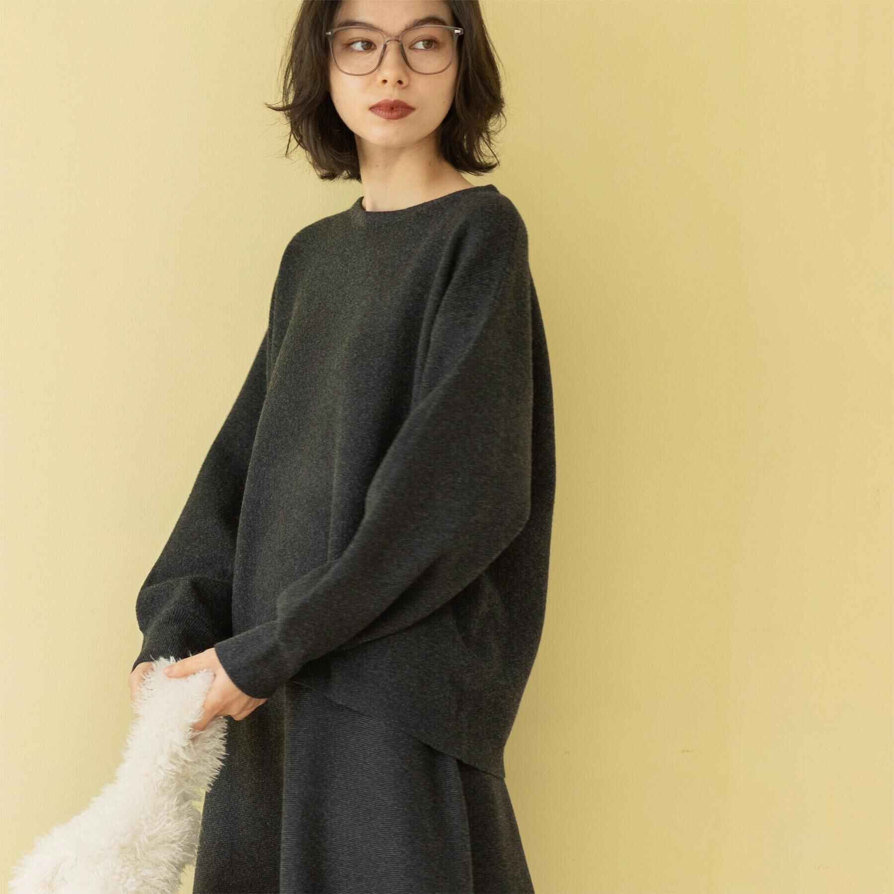 OPAQUE.CLIP「サイド編地切替ニットトップス/セットアップ対応【洗濯機OK】」|ニット・セーター|