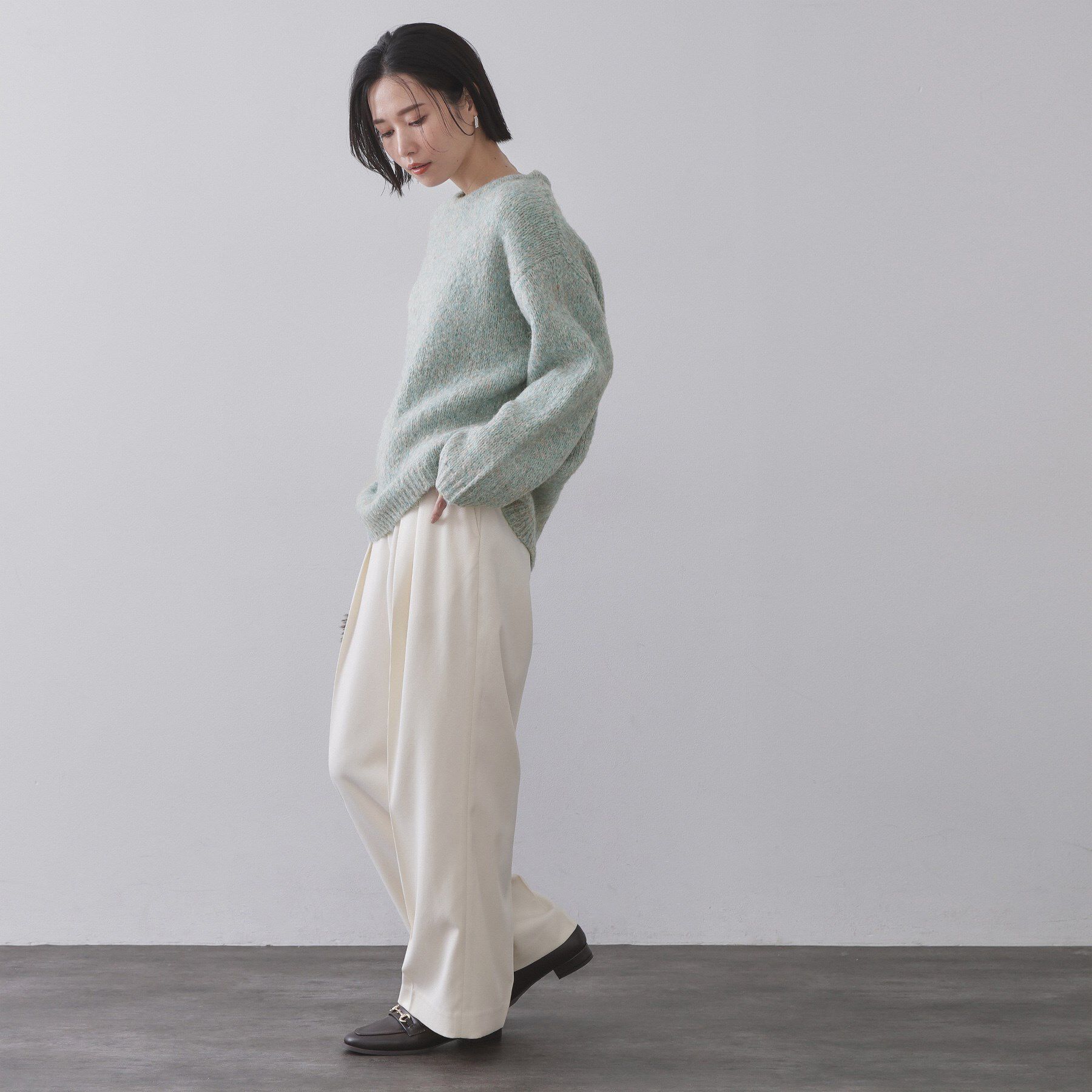 OPAQUE.CLIP「カラーMIXリラクシーミドルゲージニット【洗濯機OK】」|ニット・セーター|