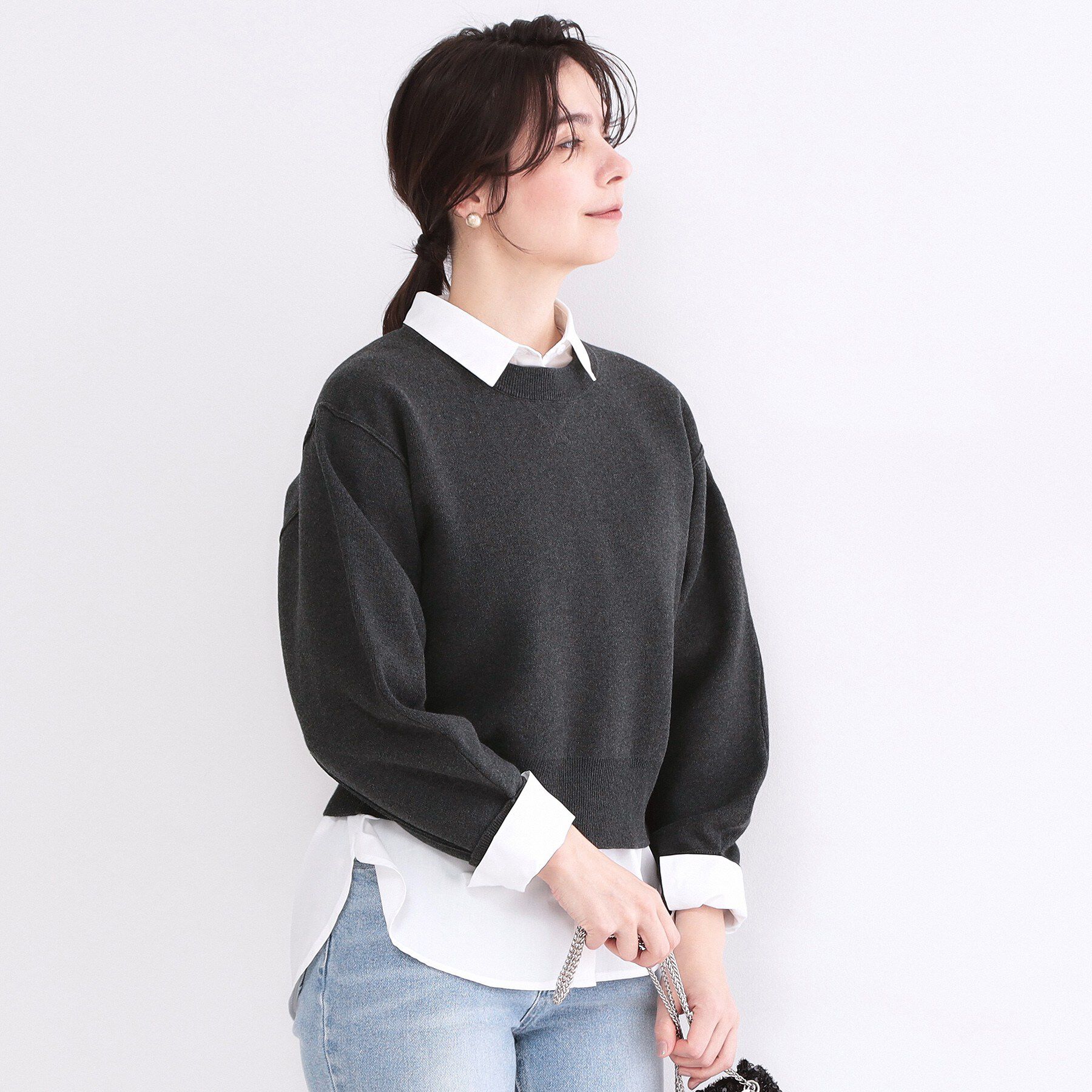 OPAQUE.CLIP「スウェットライクショートニット【洗濯機OK】」|ニット・セーター|