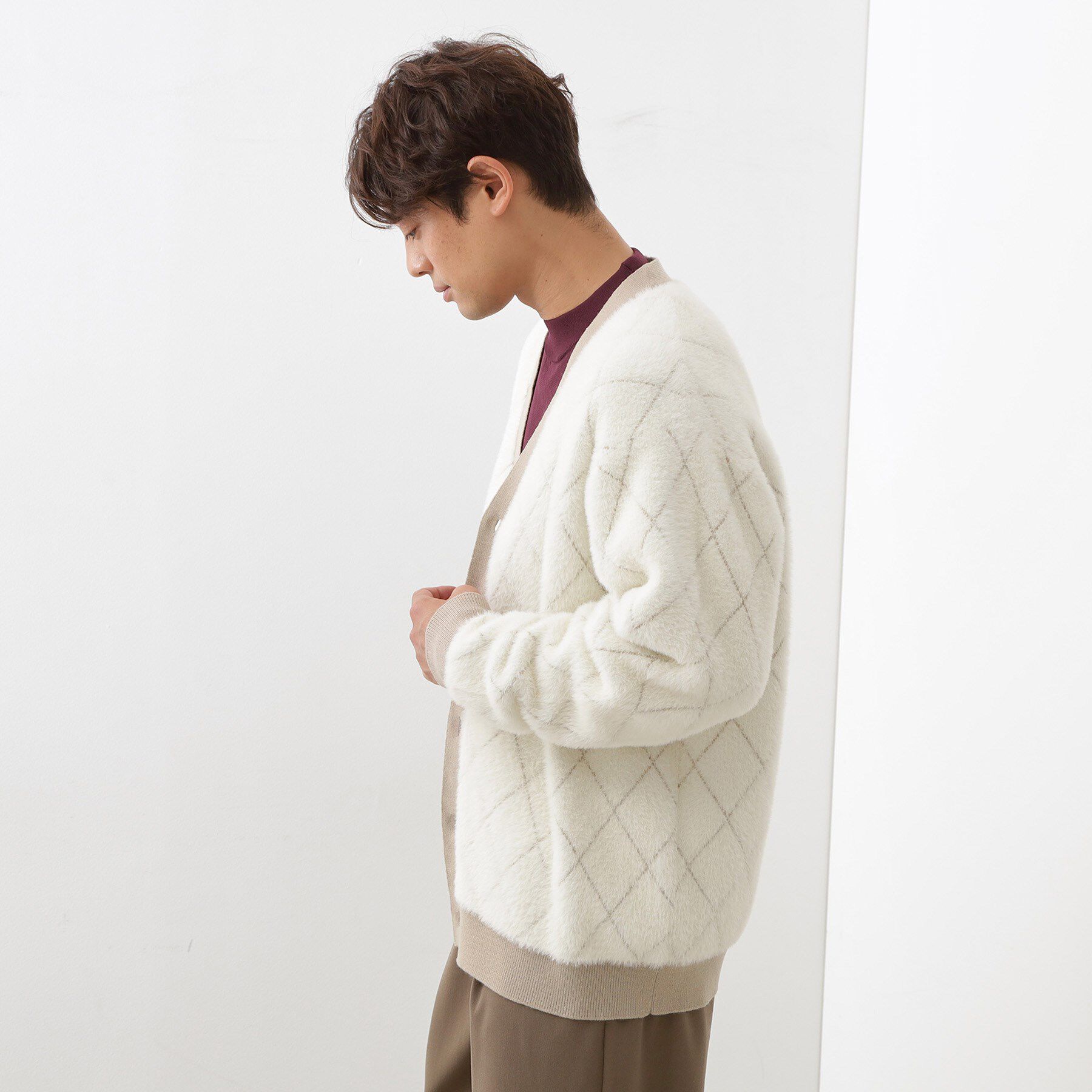 THE SHOP TK「配色シャギーニットカーディガン ユニセックスでおすすめ！」|カーディガン|