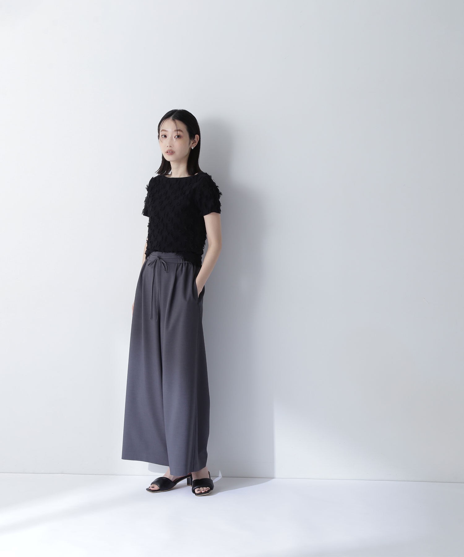  「リネンライクリボンイージーワイドパンツ」|その他|