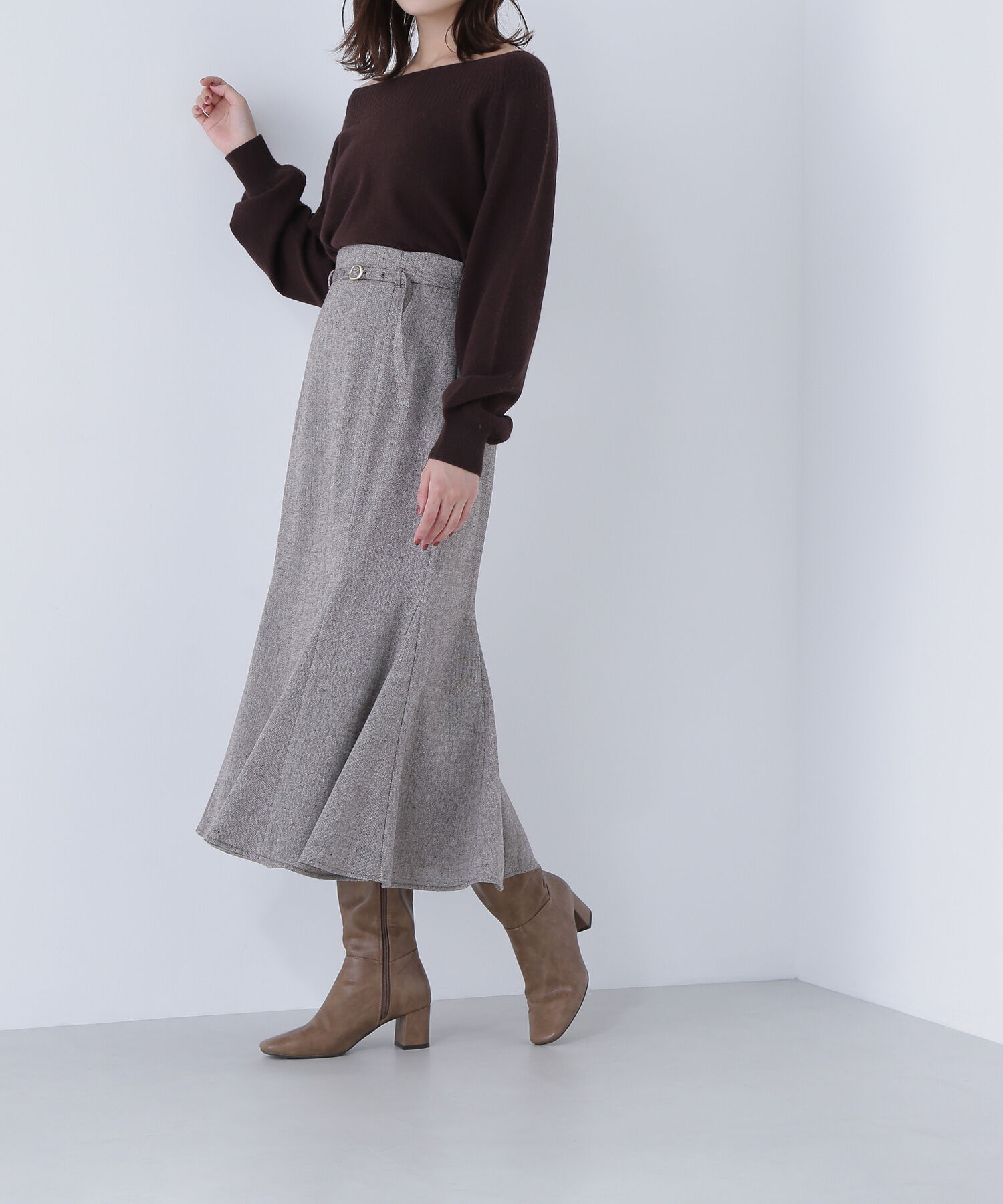  「ツイーディーベルテッドマーメイドスカート」|スカート|