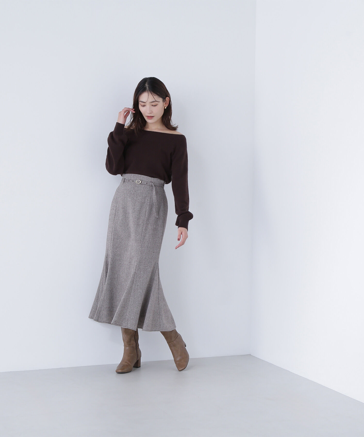  「ツイーディーベルテッドマーメイドスカート」|スカート|