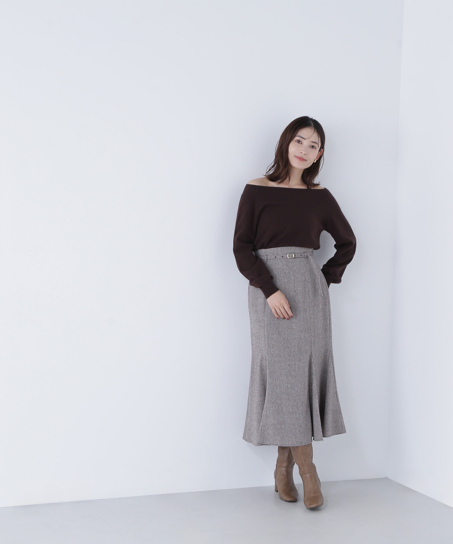  「ツイーディーベルテッドマーメイドスカート」|スカート|