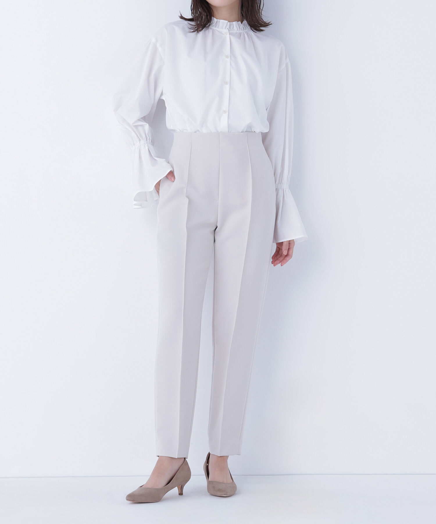  「フロントボタンペプラムジレ SETUP テーパードパンツ」|その他|