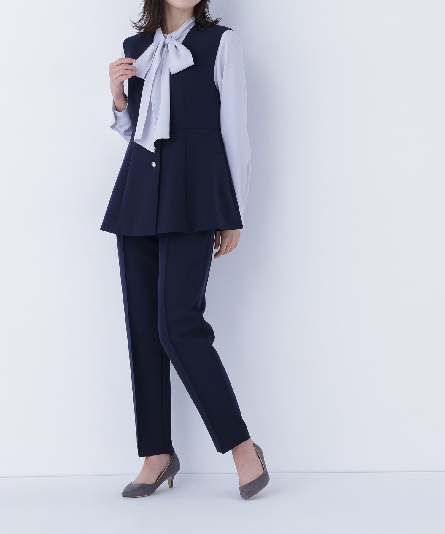  「フロントボタンペプラムジレ SETUP テーパードパンツ」|その他|