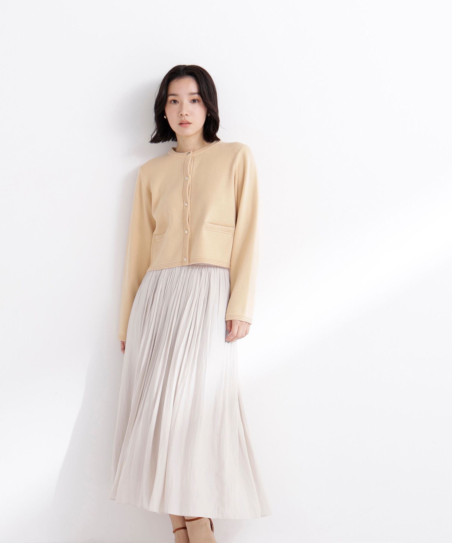  「割繊ギャザースカート」|スカート|ベージュ
