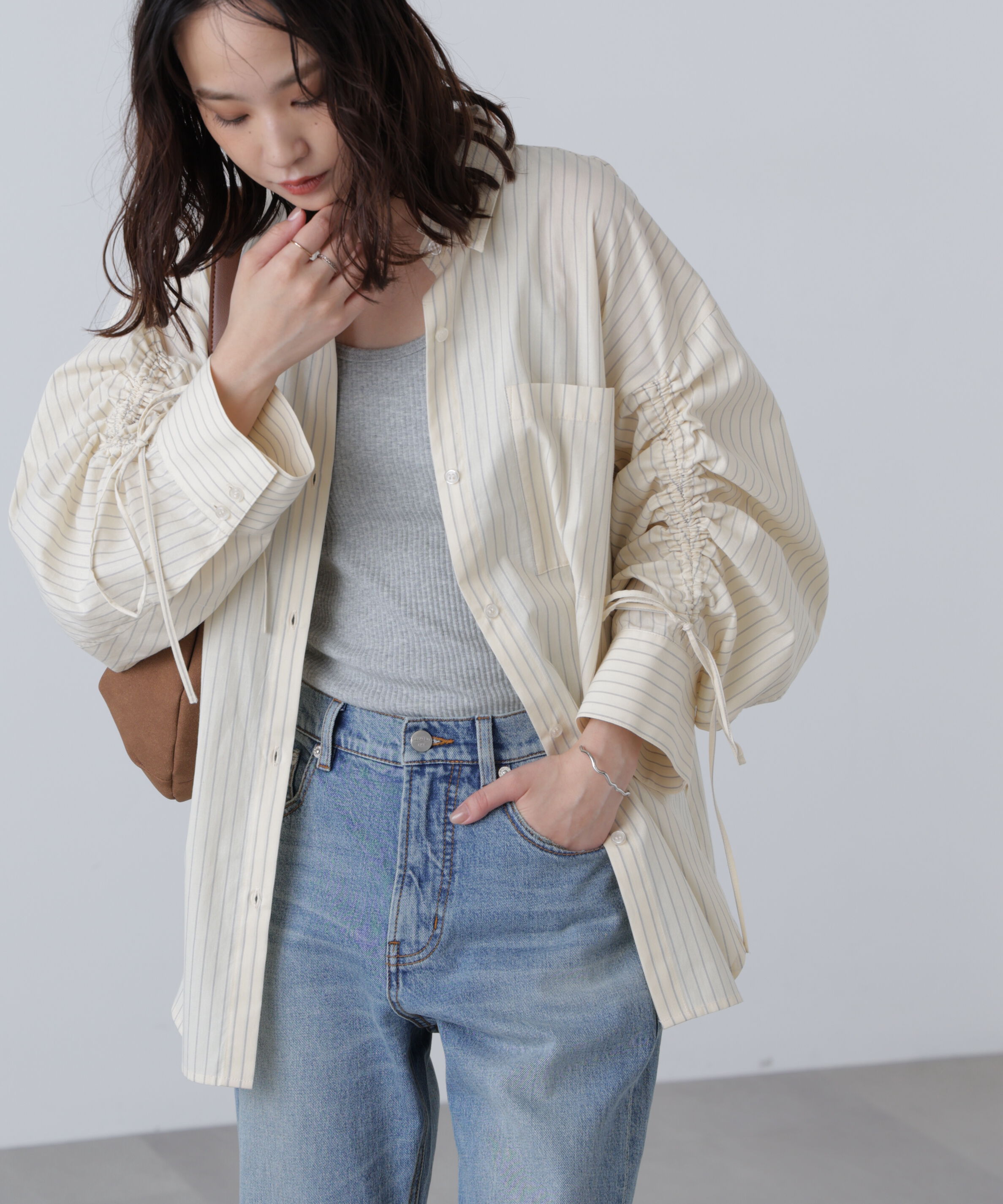  「袖シャーリングオーバーシャツ」|シャツ・ブラウス|