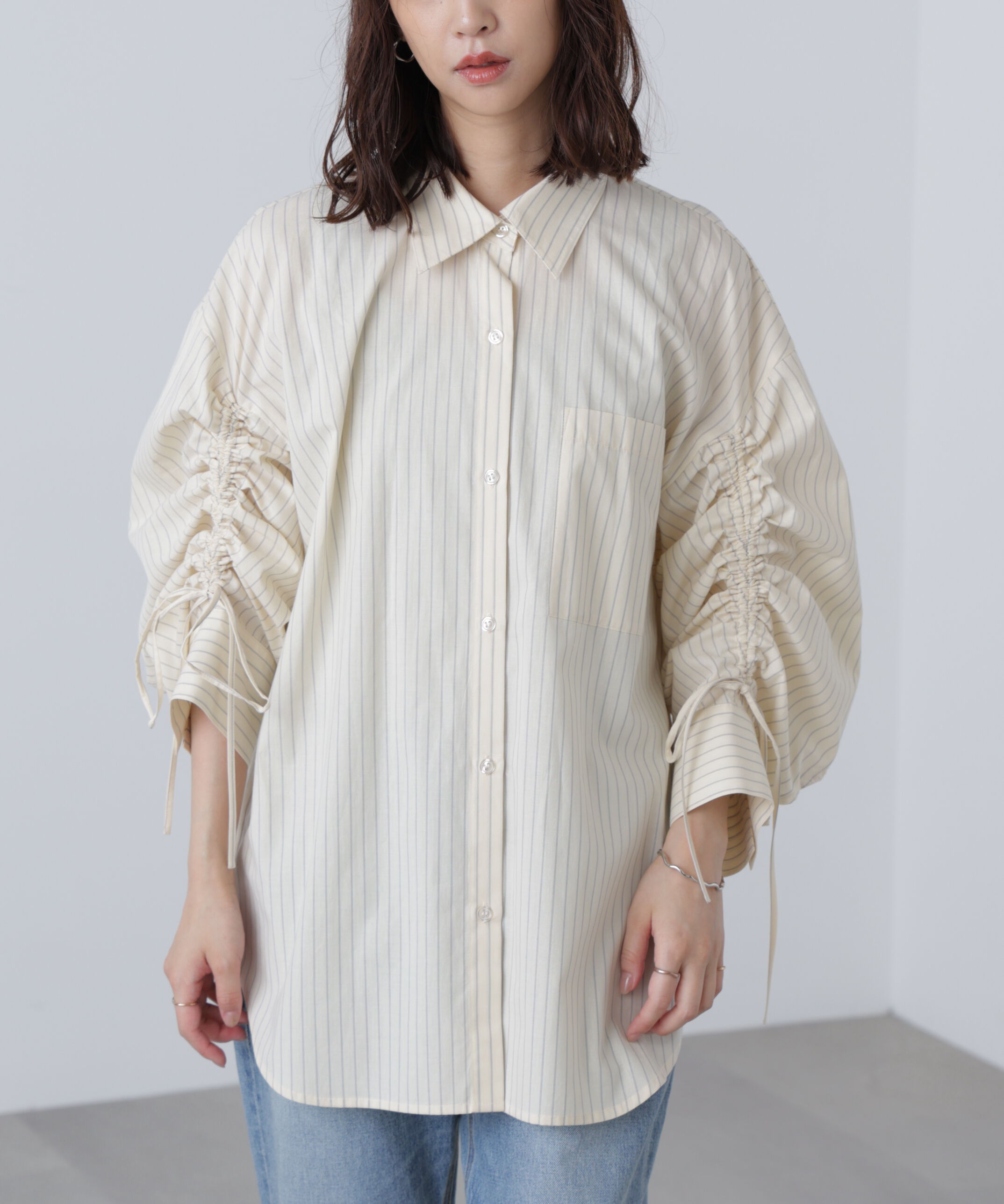  「袖シャーリングオーバーシャツ」|シャツ・ブラウス|
