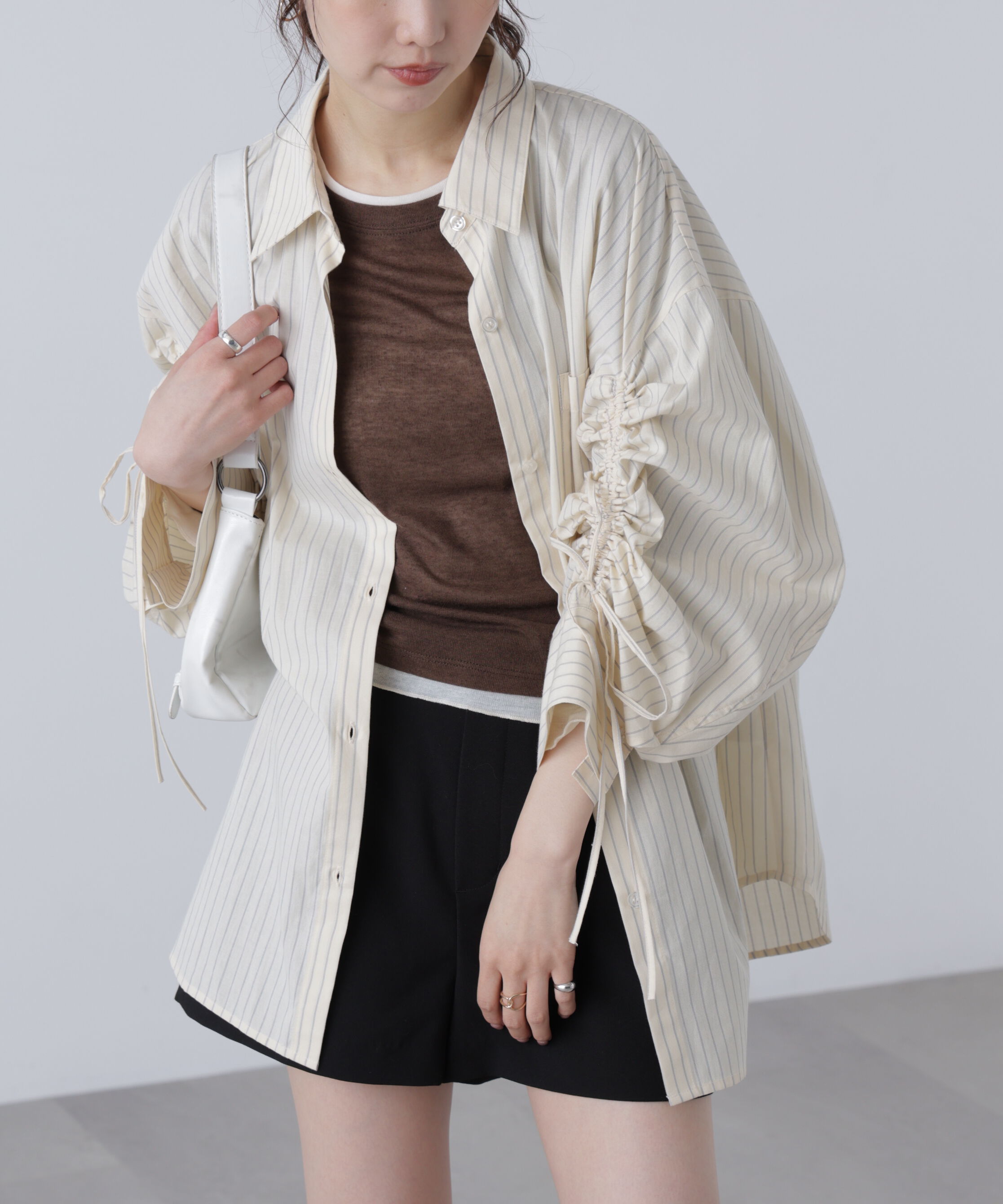  「袖シャーリングオーバーシャツ」|シャツ・ブラウス|