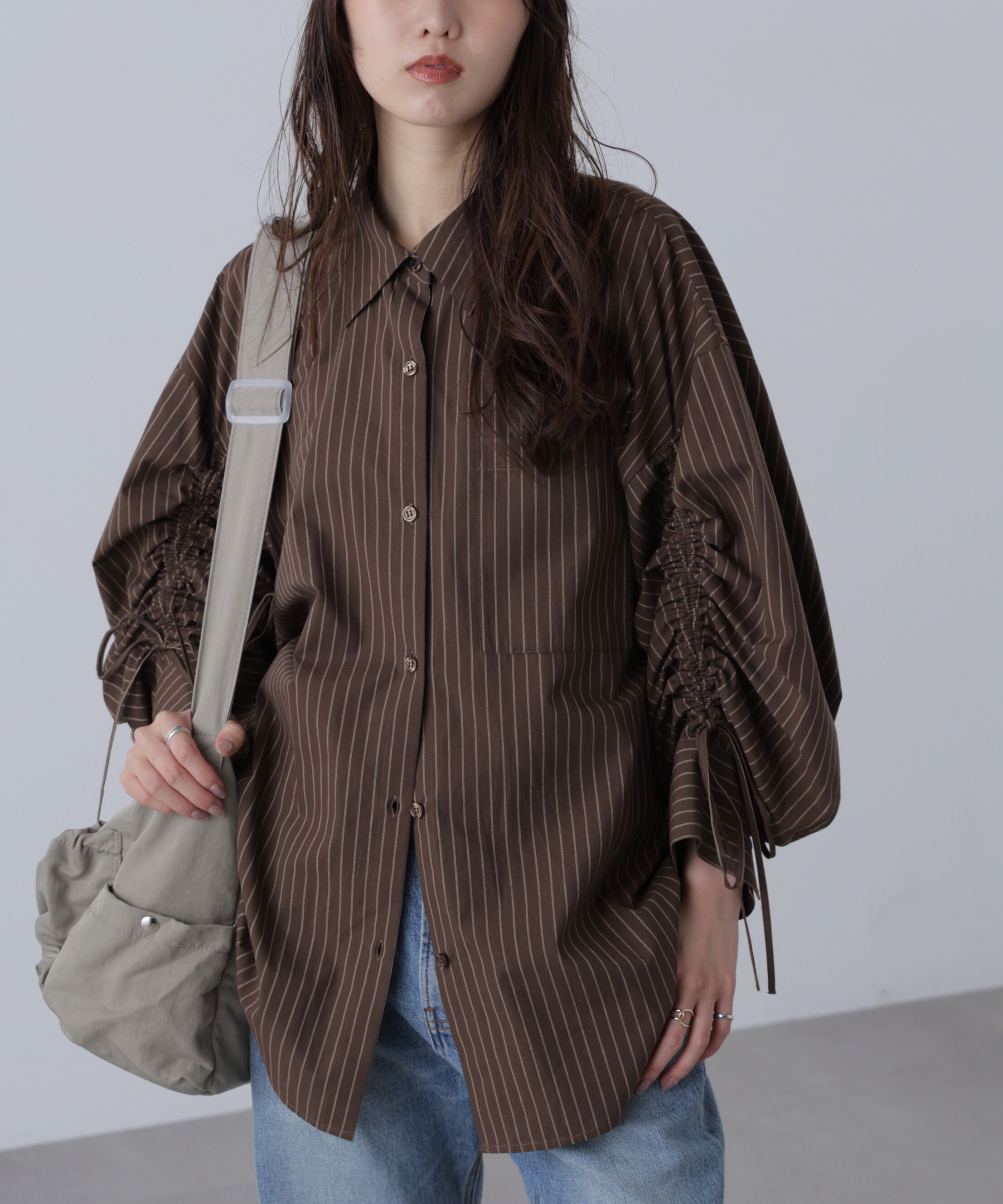  「袖シャーリングオーバーシャツ」|シャツ・ブラウス|