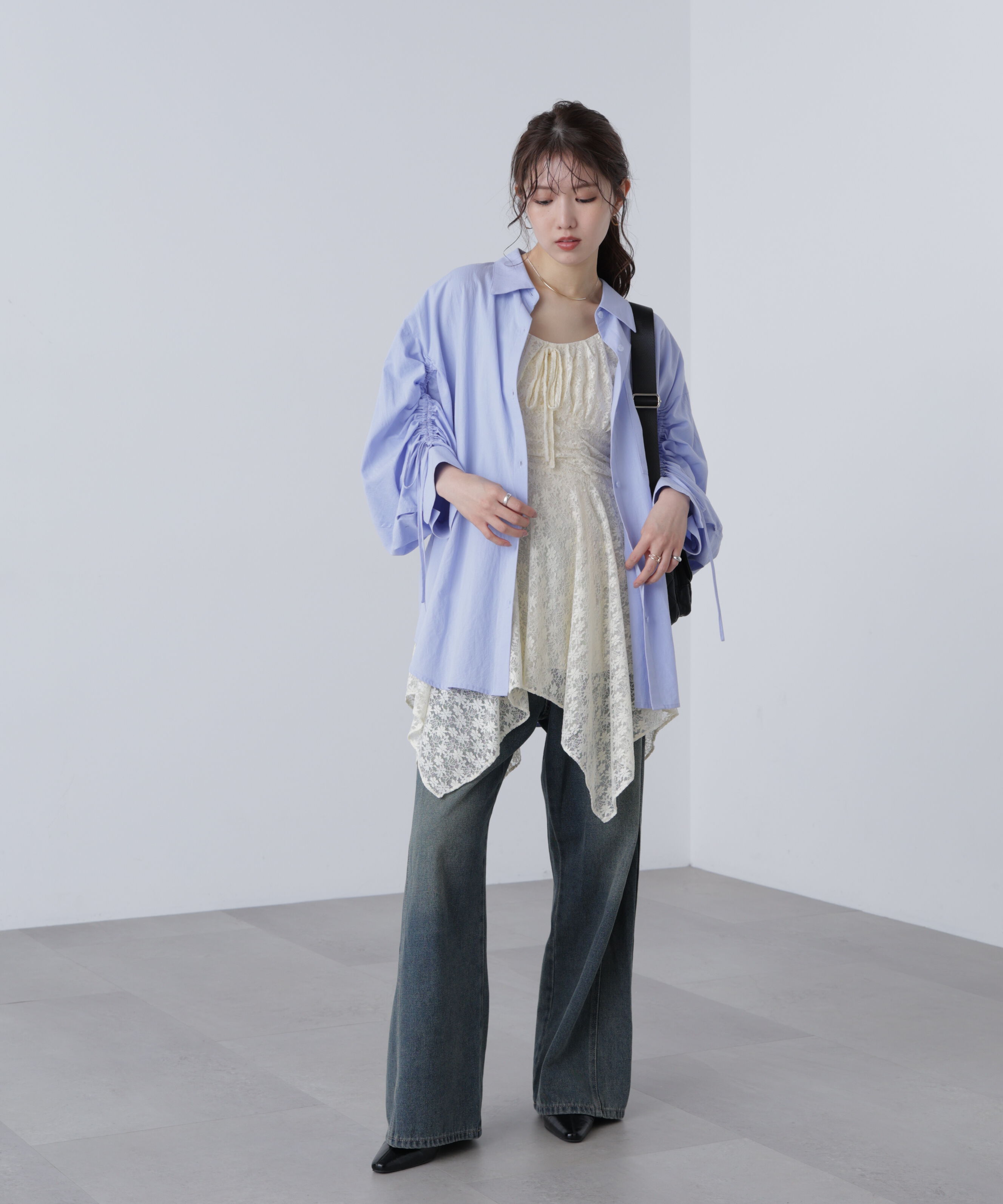  「袖シャーリングオーバーシャツ」|シャツ・ブラウス|