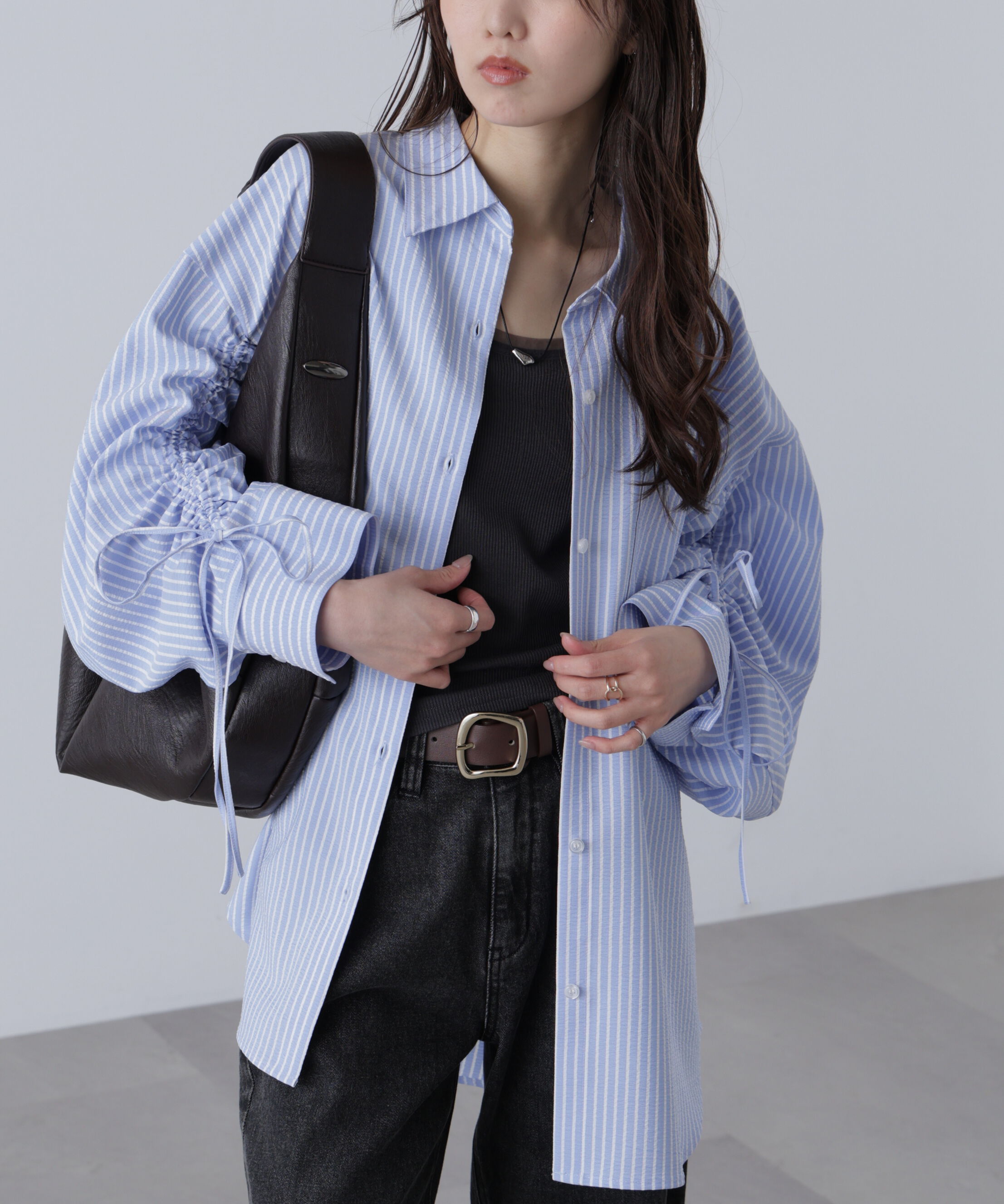  「袖シャーリングオーバーシャツ」|シャツ・ブラウス|