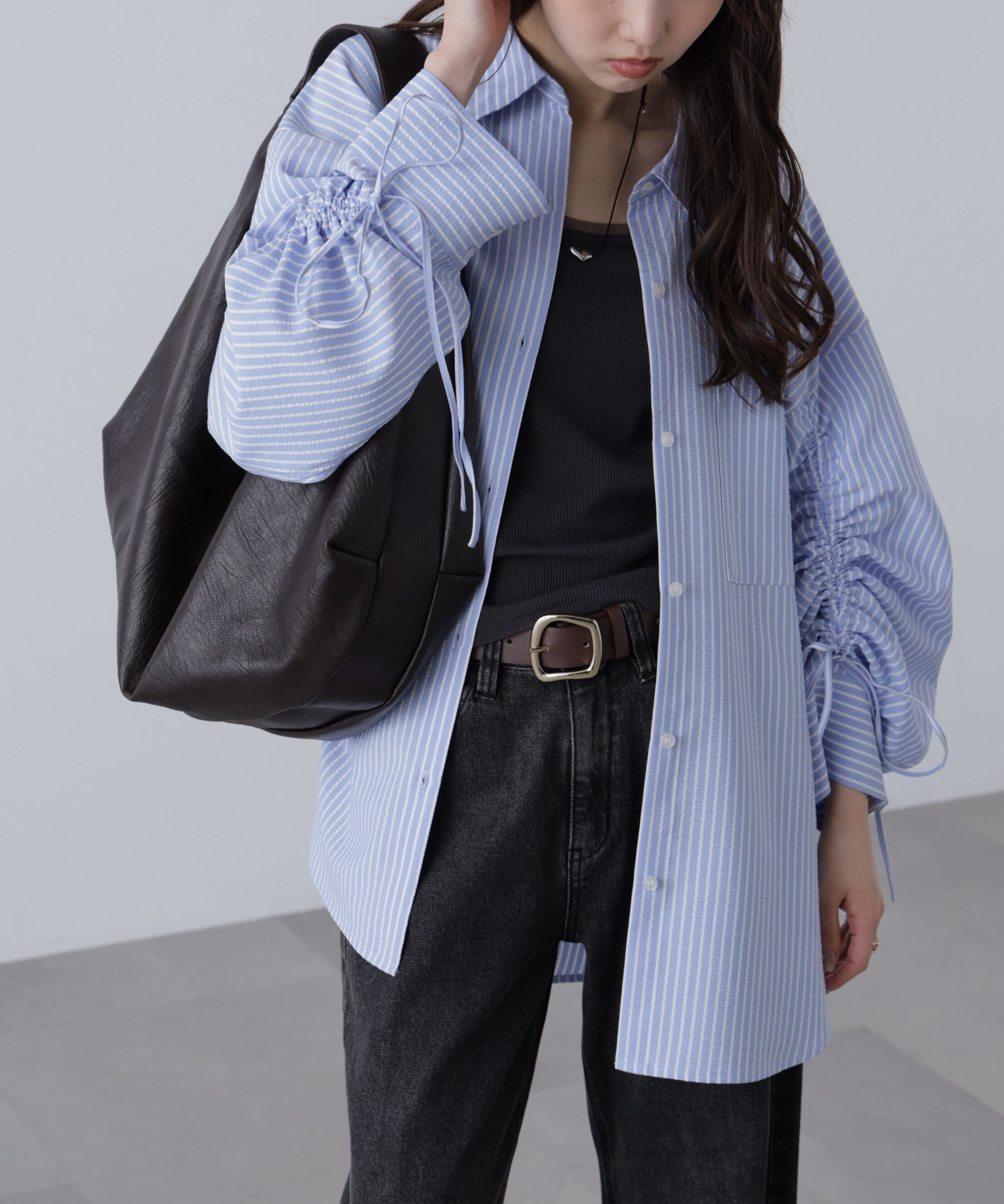  「袖シャーリングオーバーシャツ」|シャツ・ブラウス|