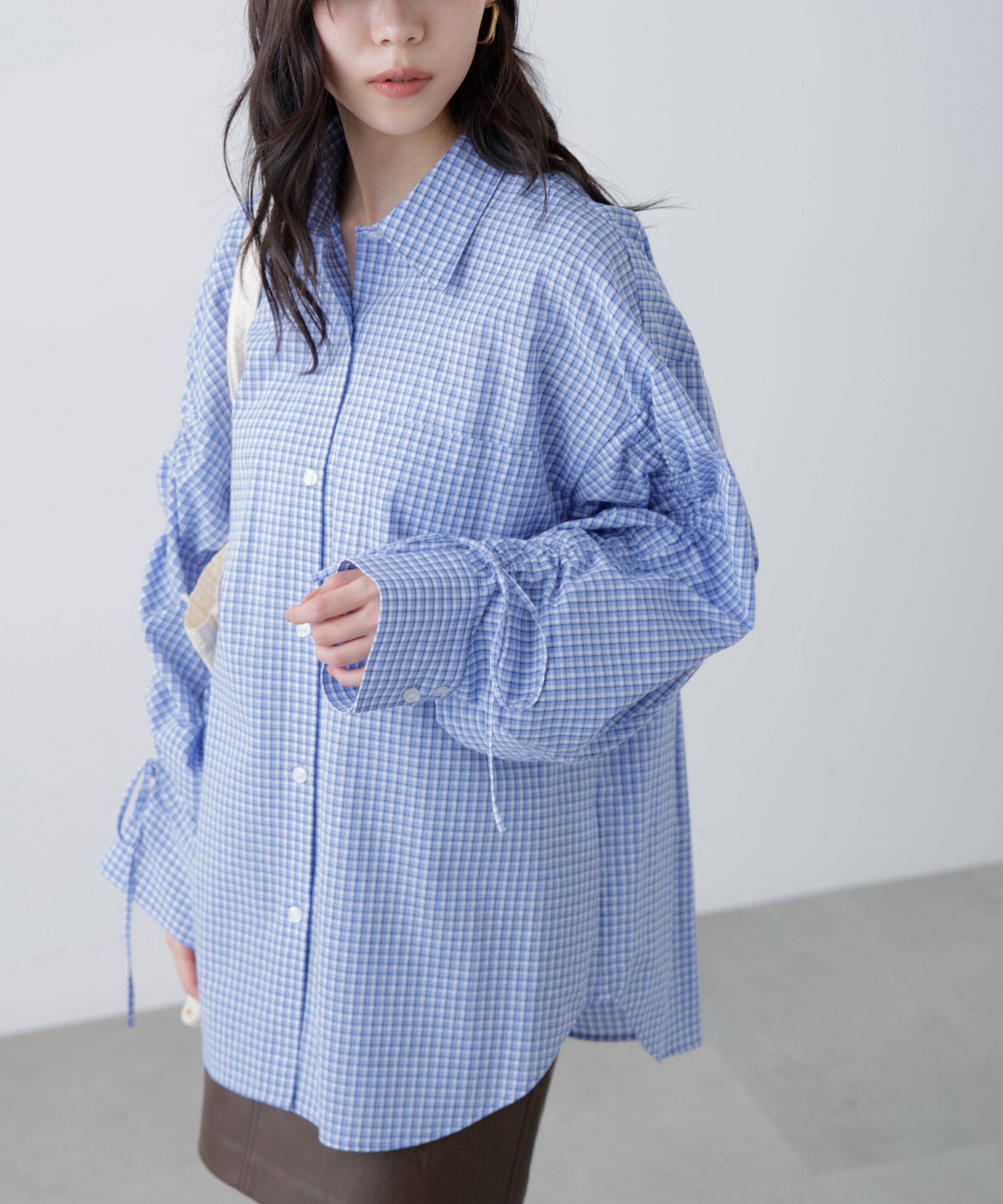  「袖シャーリングオーバーシャツ」|シャツ・ブラウス|