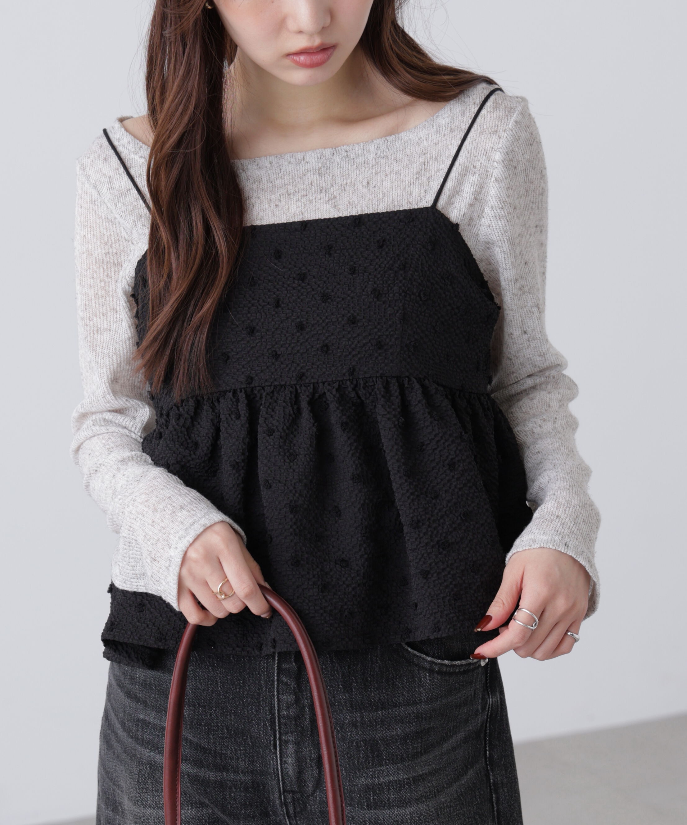  「ドットジャガードキャミソールビスチェ」|シャツ・ブラウス|