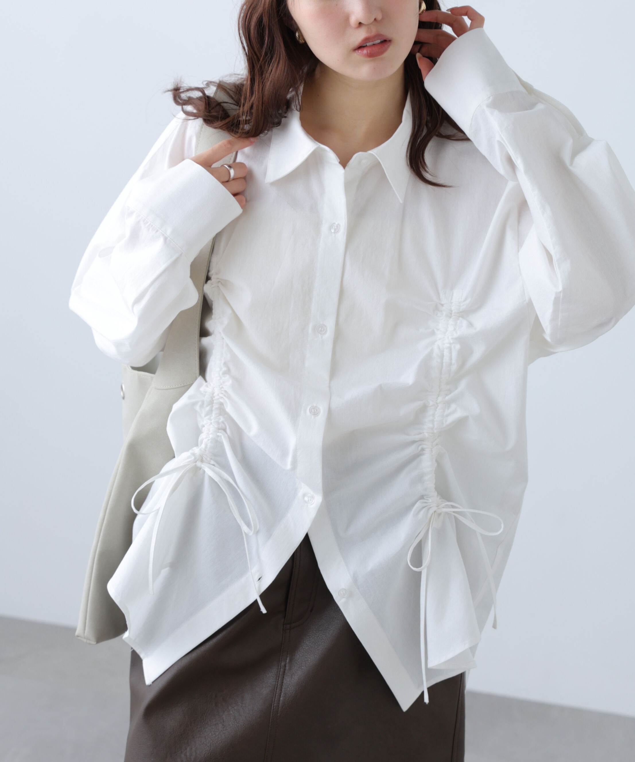  「フロントドロストオーバーサイズシャツ」|シャツ・ブラウス|